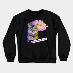 Katze Lotus Reality Glitch Techno Party Vaporwave Crewneck Sweatshirt